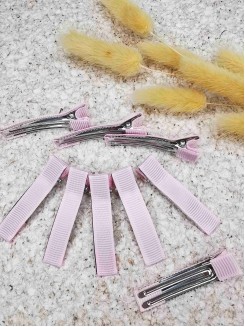 Зажим металлический "Крокодил в ленте Репс" (светло-розовый)